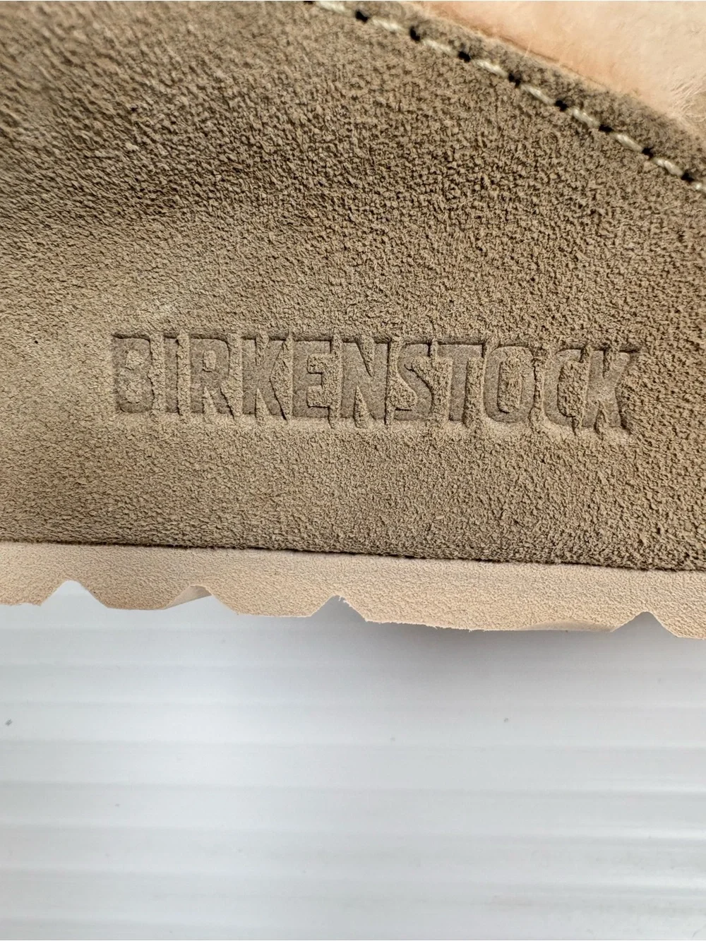 Birkenstock Arizona Shearling Suede Sandals Taupe Mink Fur Lined EU36 US 5-5.5